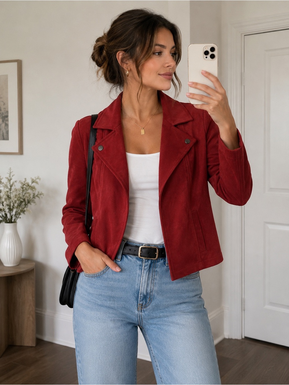 NWOT NYCC Red Open Front 3/4 Sleeve Red Blazer Jacket Women's Size Small